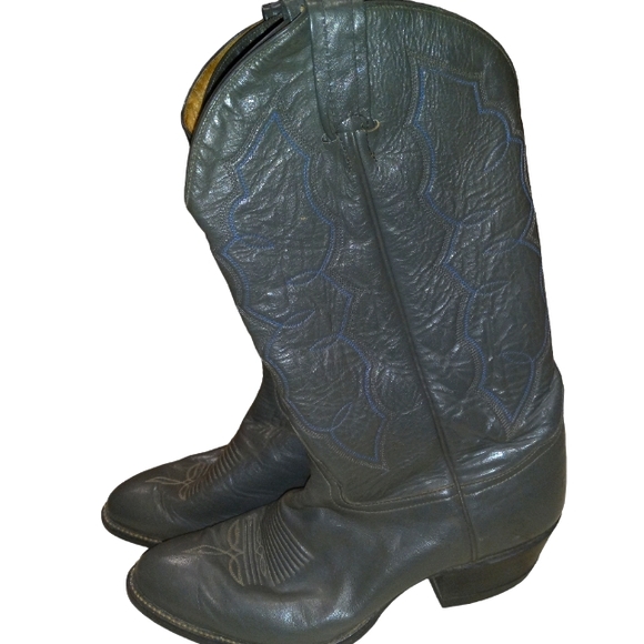 Tony Lama Vtg Wingtip leather Cowboy Boots Mens 8.5EE - Picture 3 of 16